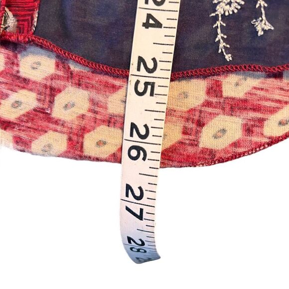 Anthropologie Tiny red navy cream silk embroidered sleeveless top XS - Picture 10 of 10